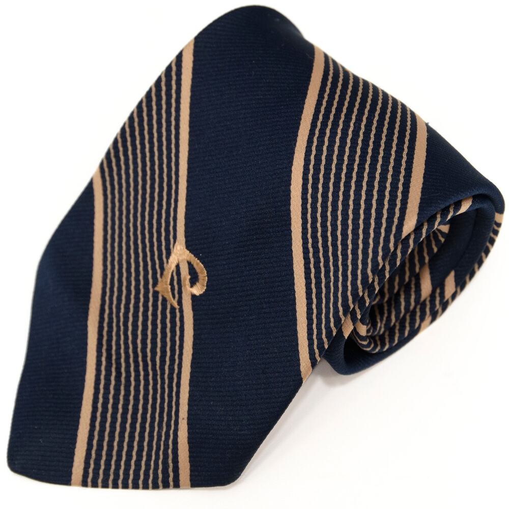 Pierre Cardin Vintage Blue Gold Striped 60's 70's Polyester Necktie Neck Tie
